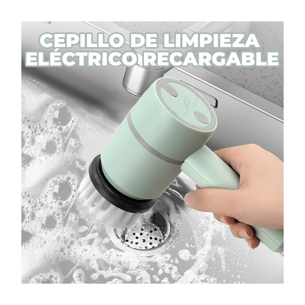 Cepillo de limpieza eléctrico recargable para baño y cocina con cepillos intercambiables, variedad de colores / hog.173